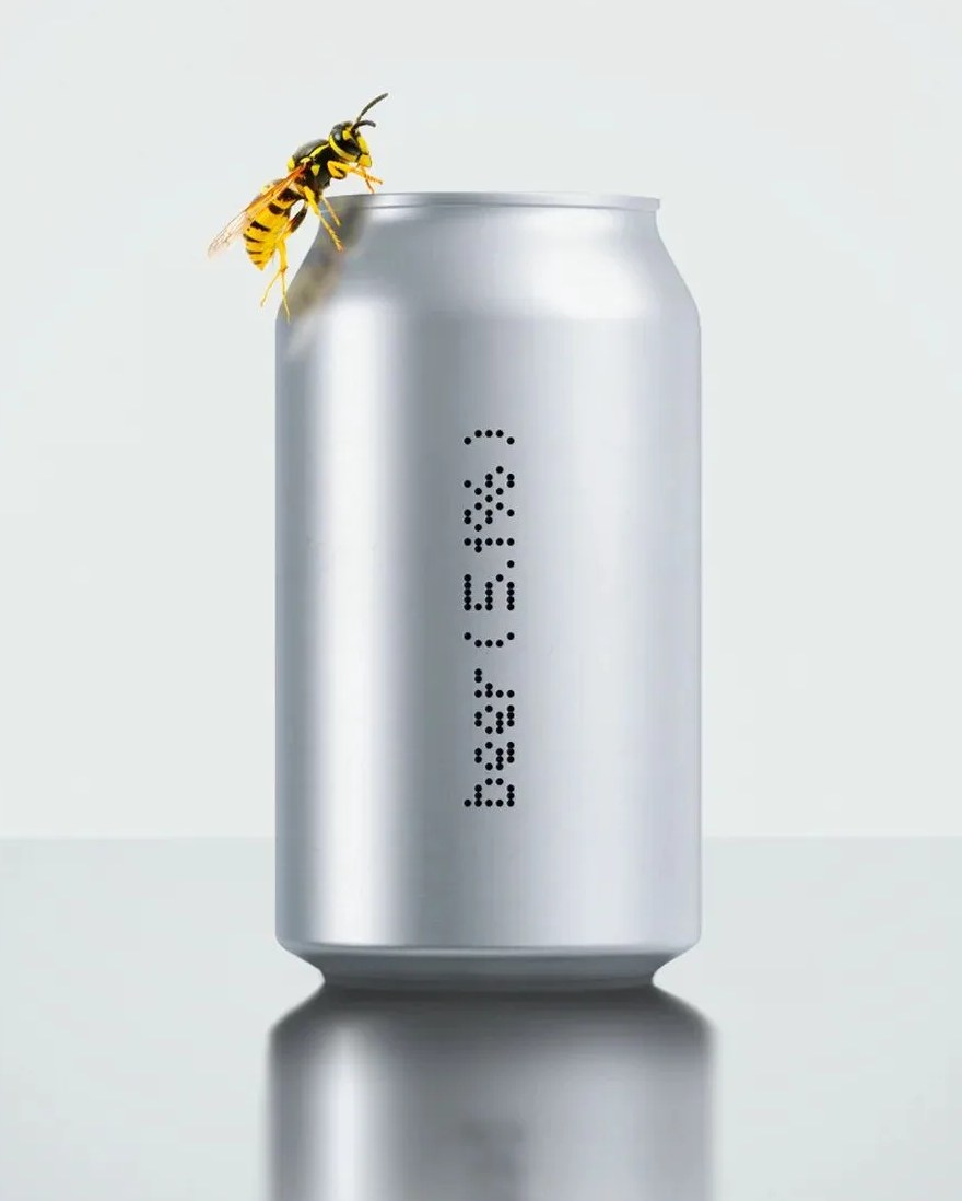 beer 5 percent by nothing with a bee on it