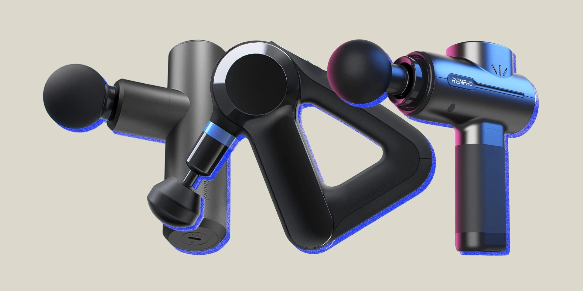 collage of three massage guns