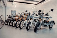 models of cake bikes lined up in a showroom