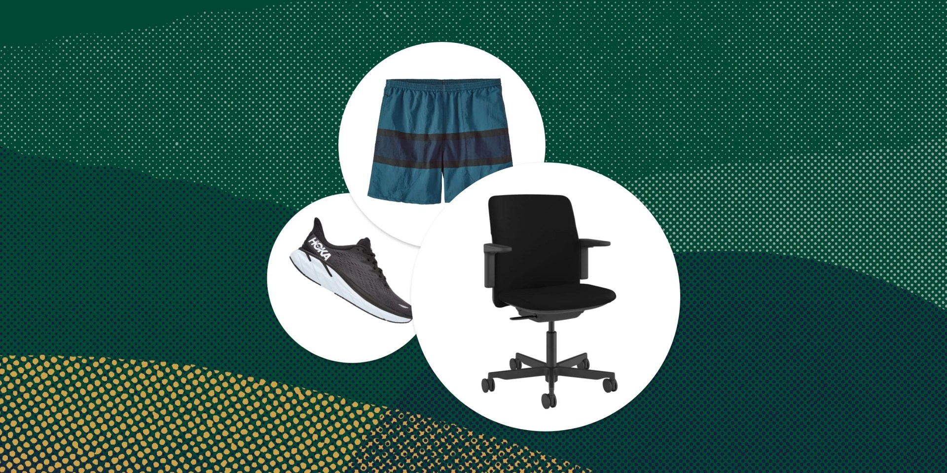 patagonia men's baggies shorts, humanscale path chair, and hoka clifton 8