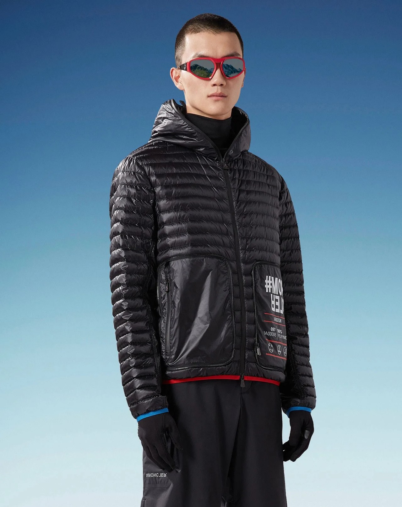 man wearing moncler ardon short down jacket