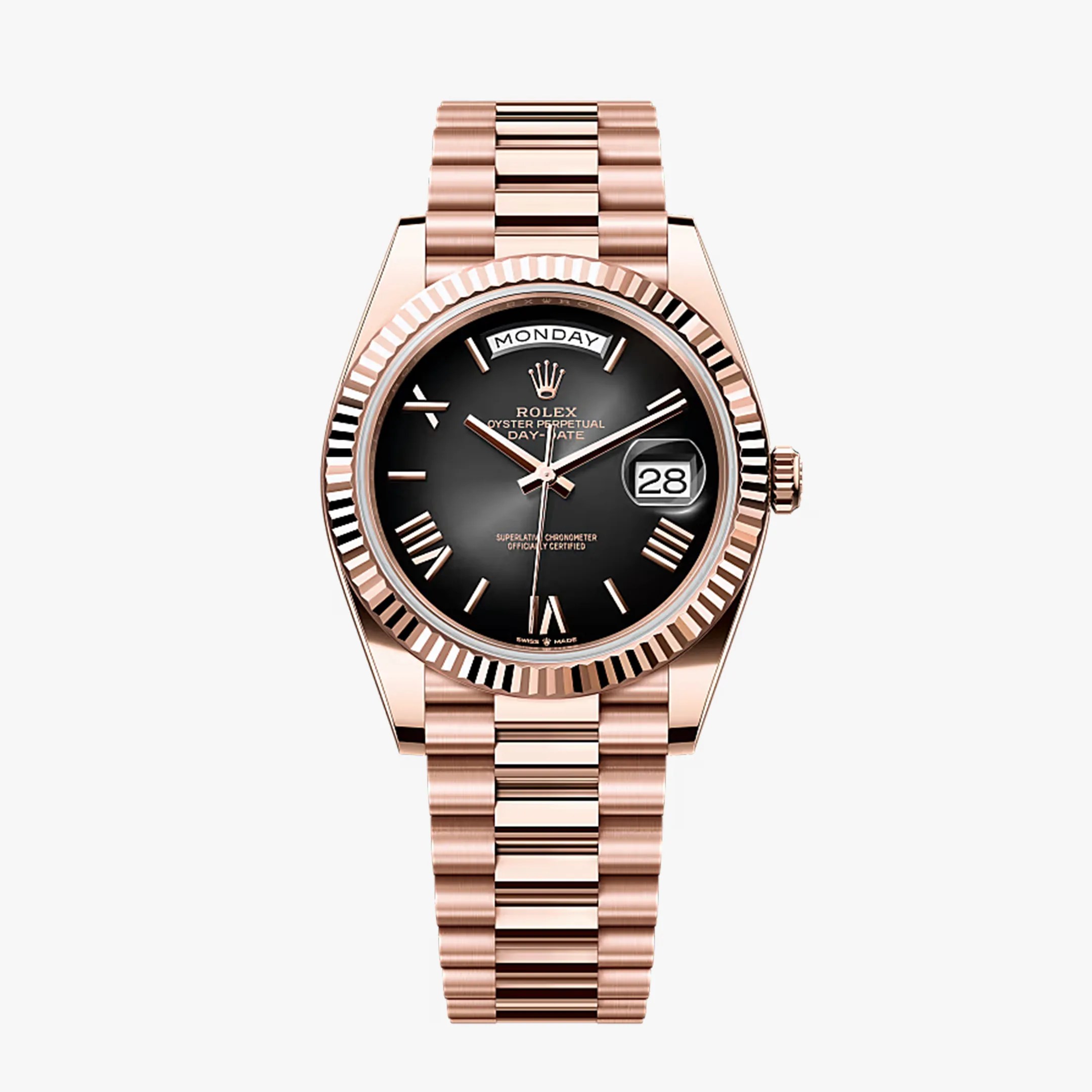 gold rolex watch with slate dial