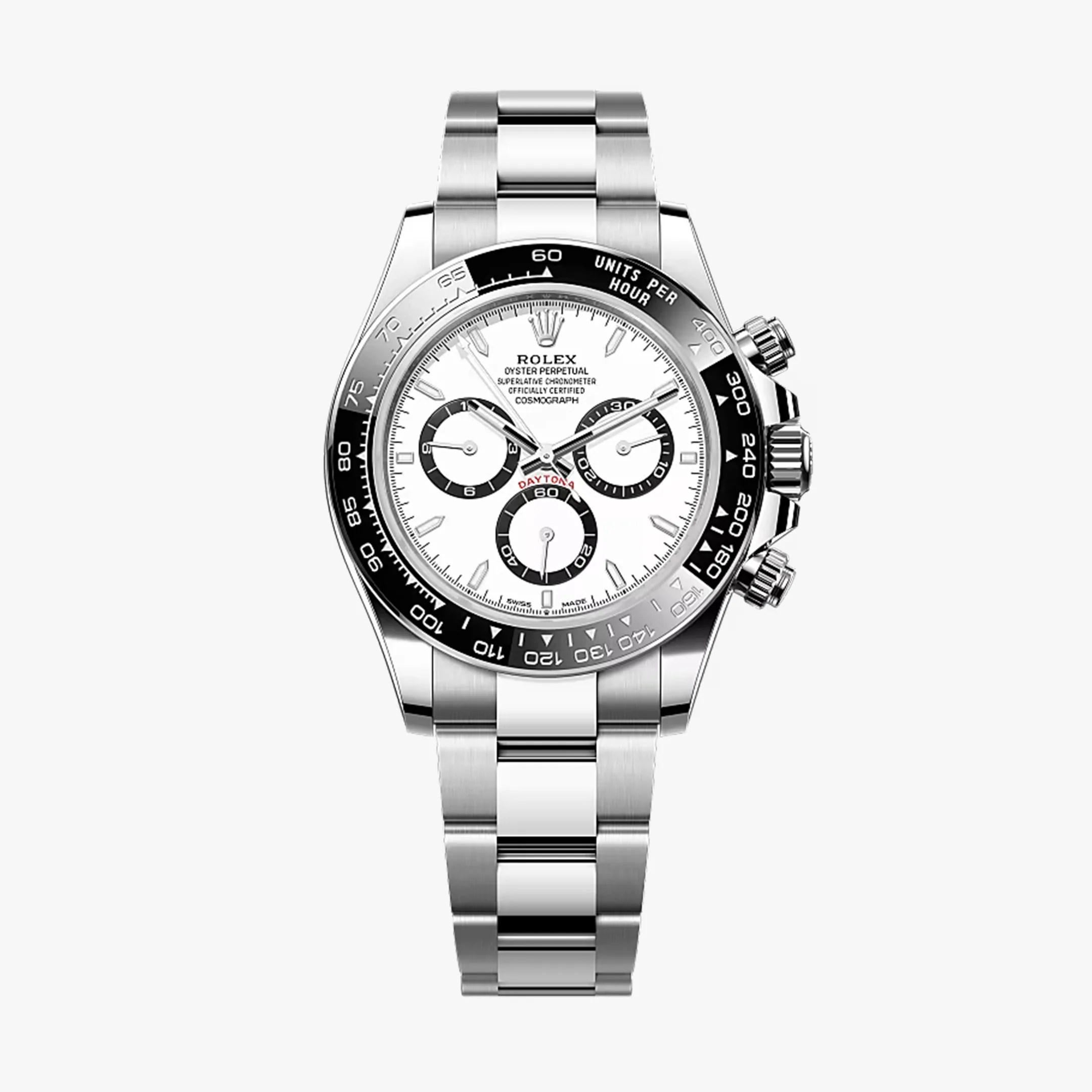 white rolex chronograph watch