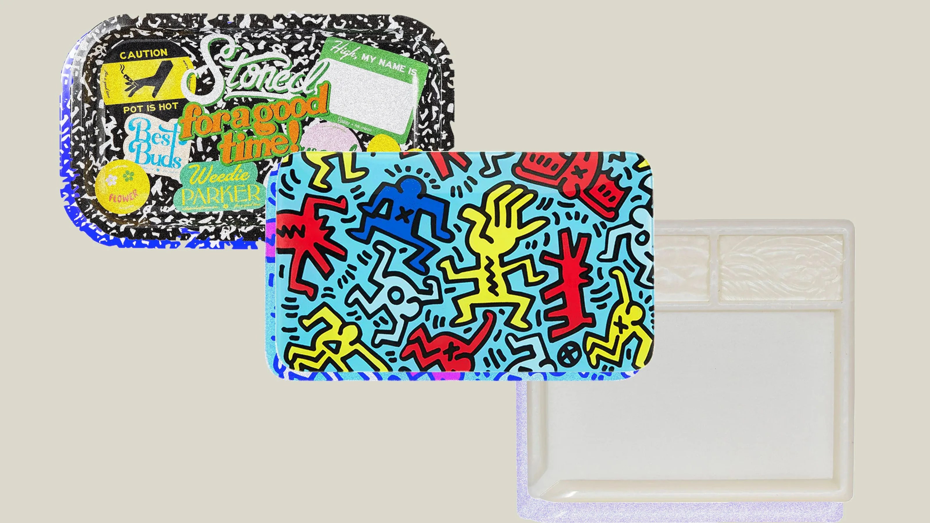 collage of rolling trays