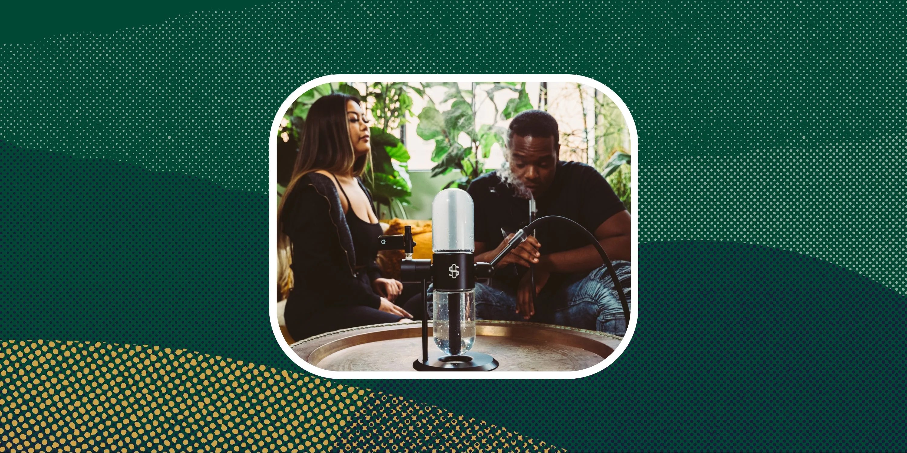 sponsored deal man and woman using stundenglass bong