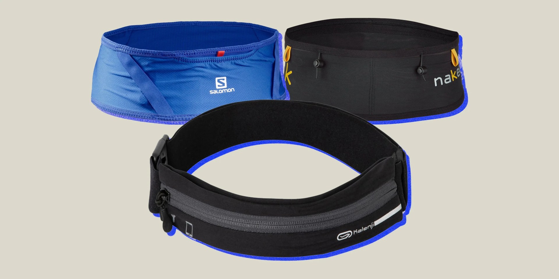 collage of three running belts