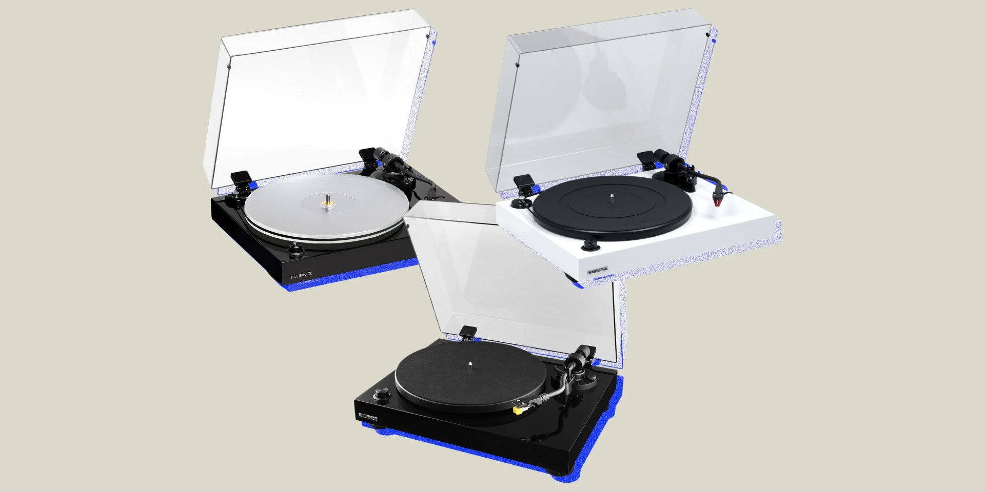 collage of three turntables