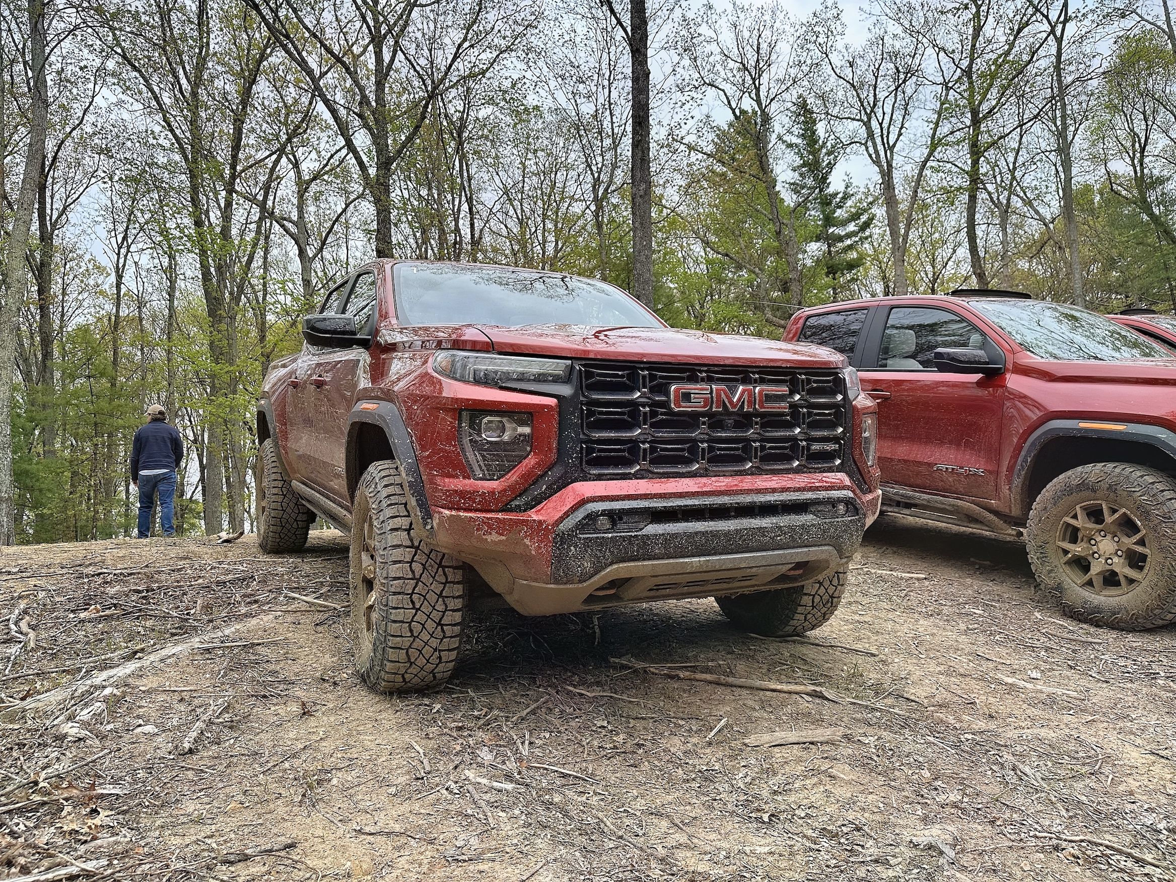 gmc canyon at4x parked in a dirt clearing