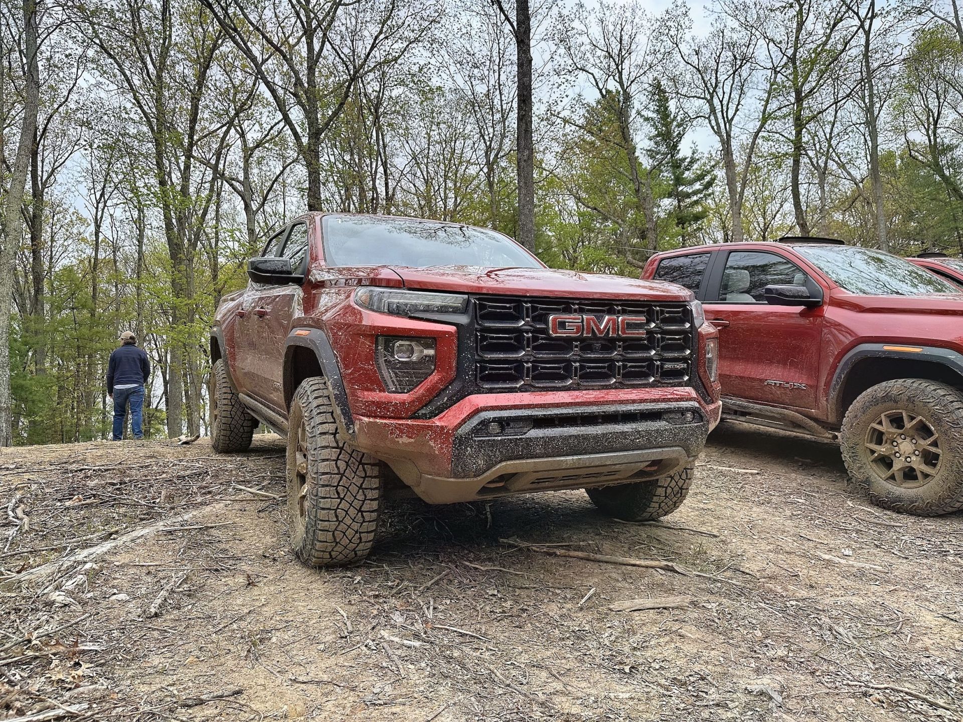 gmc canyon at4x parked in a dirt clearing