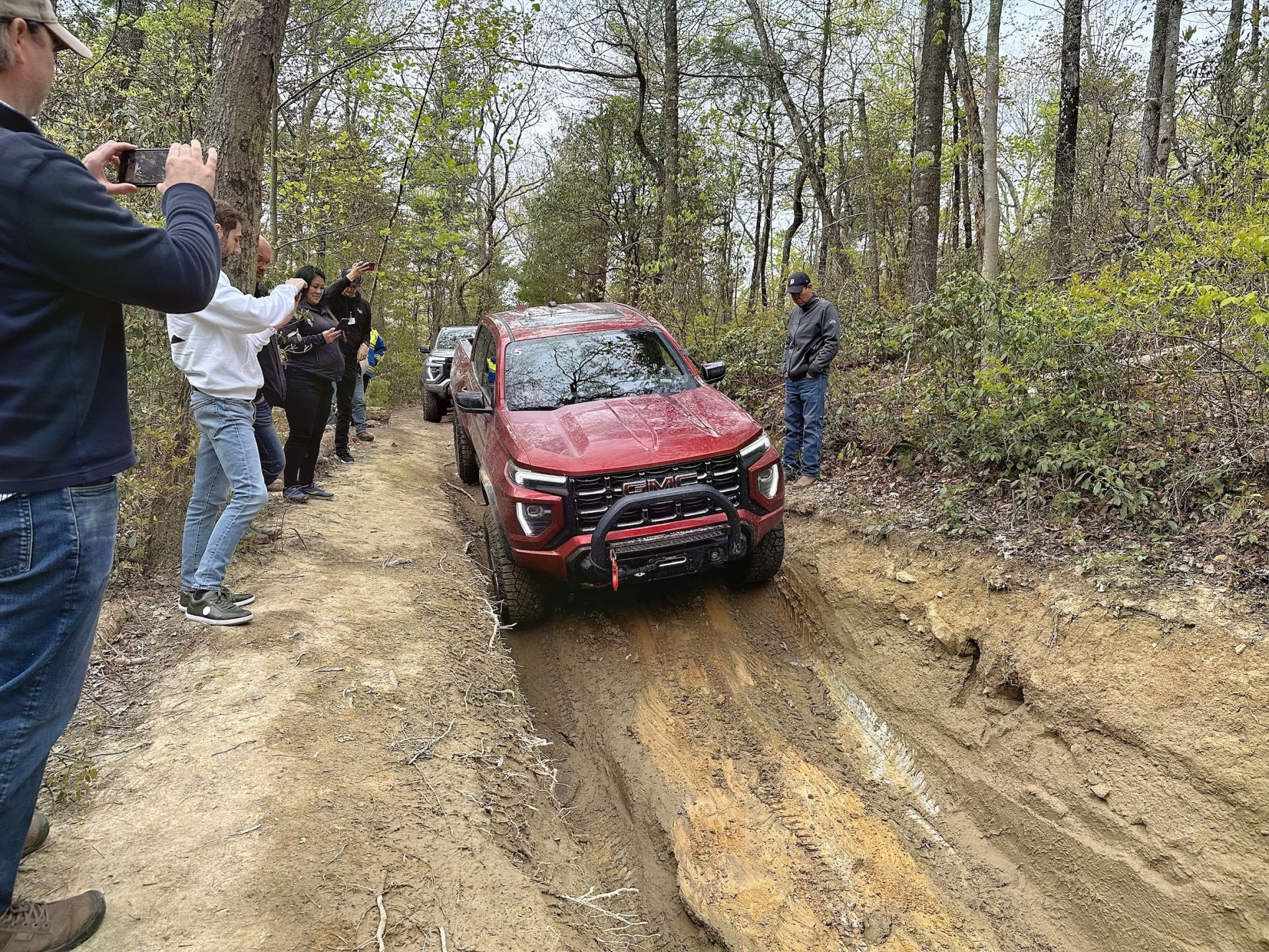 gmc canyon at4x entering a mud pit