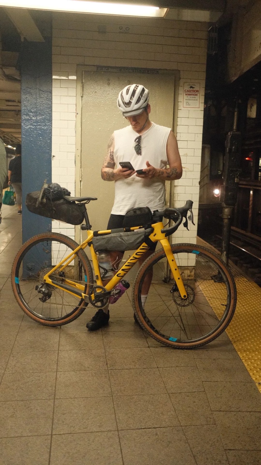 guy with bike on subway