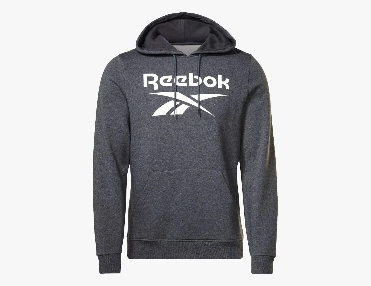 reebok identity fleece stacked logo pullover hood