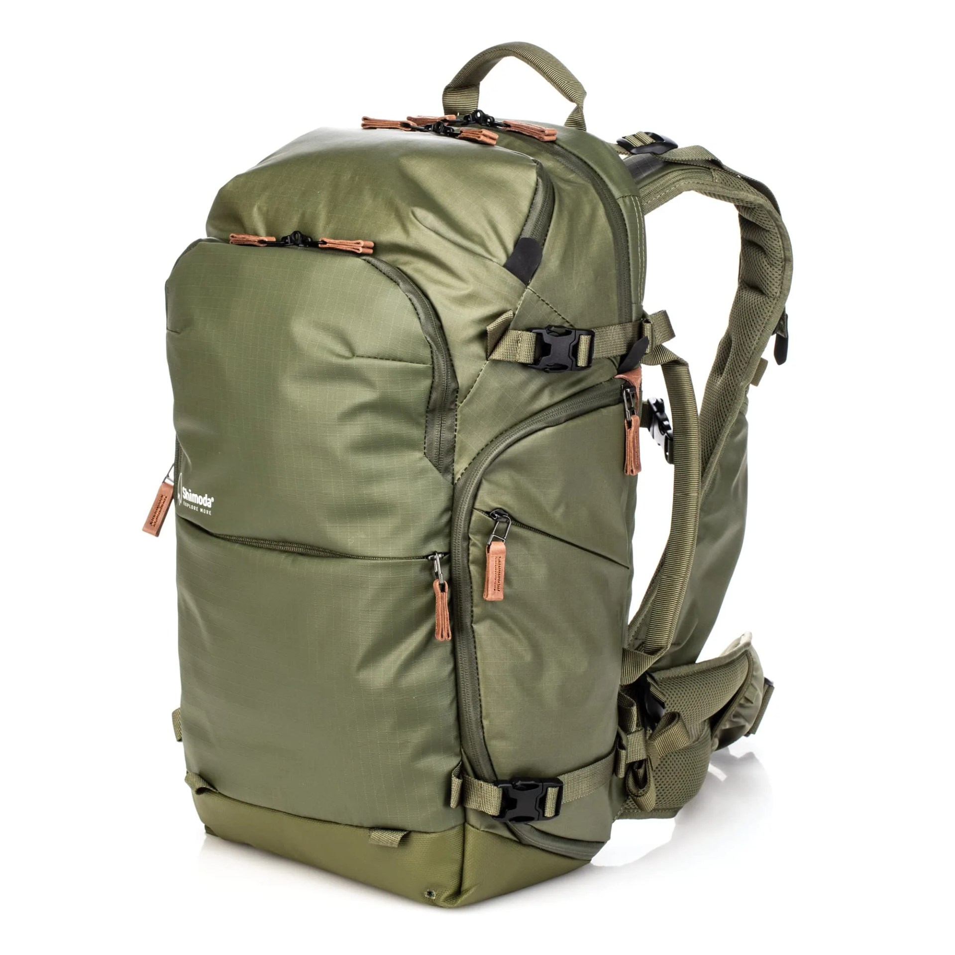 shimoda explore v2 25 water resistant camera backpack fits dslr, mirrorless cameras, batteries lenses small mirrorless core unit modular camera insert included army green 520 153