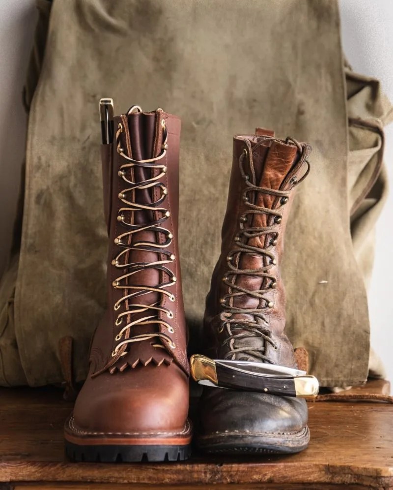 1964 buck knives x nicks boots collab knife and boots