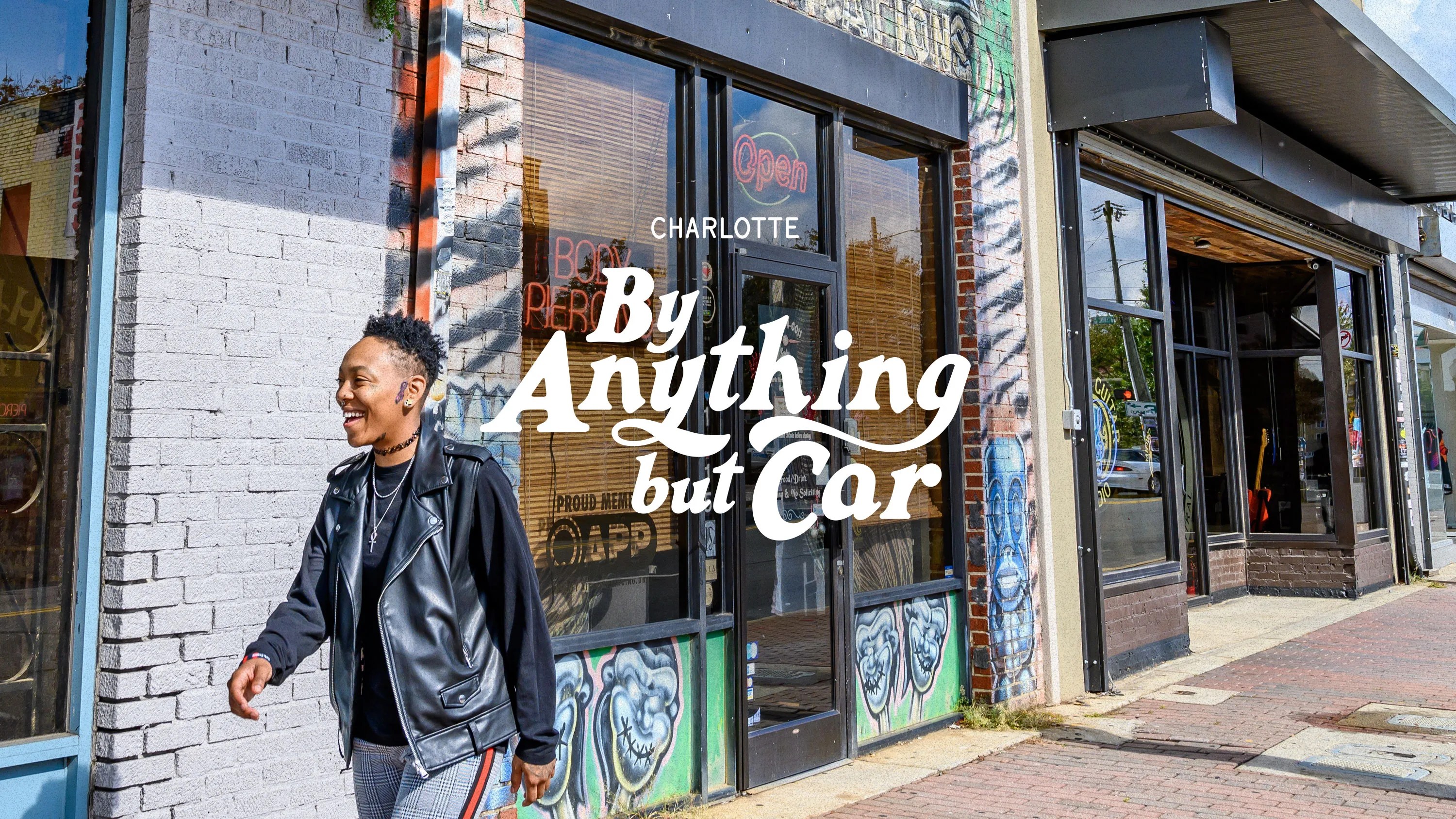 By Anything but Car Charlotte woman walking through the city