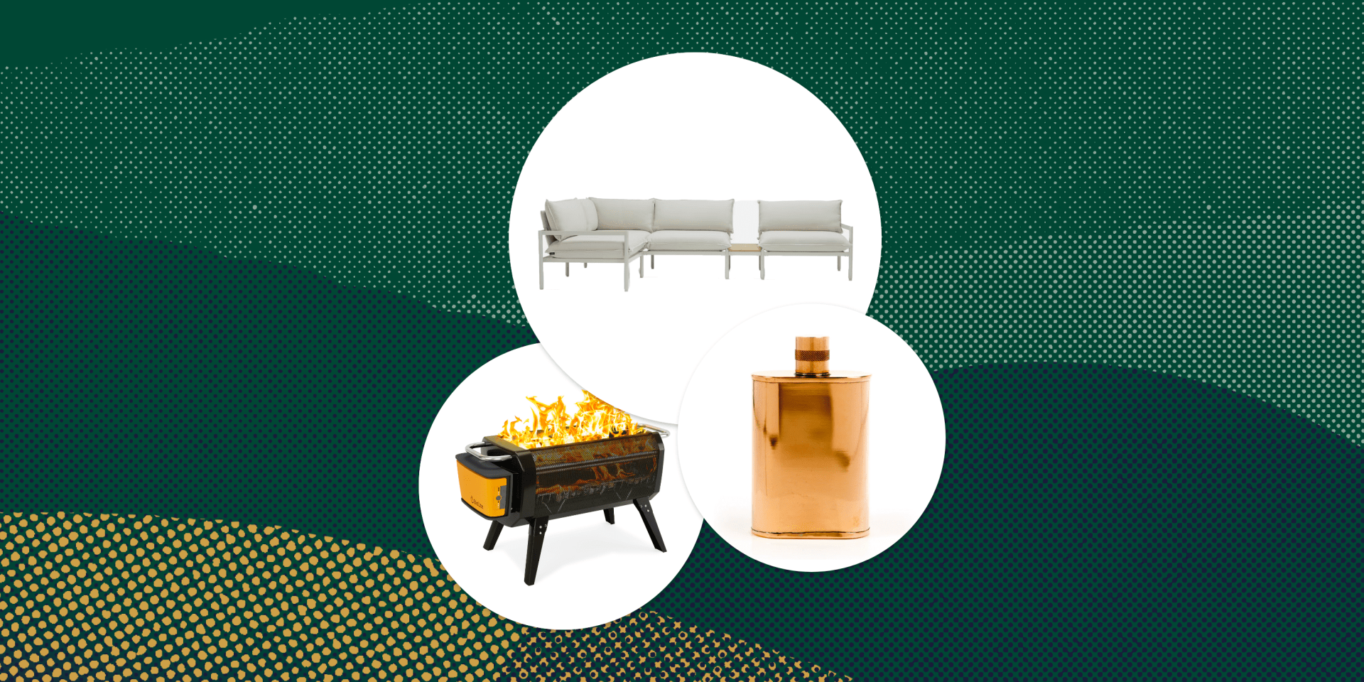 collage of biolite terra outdoor patio and jacob bromwell