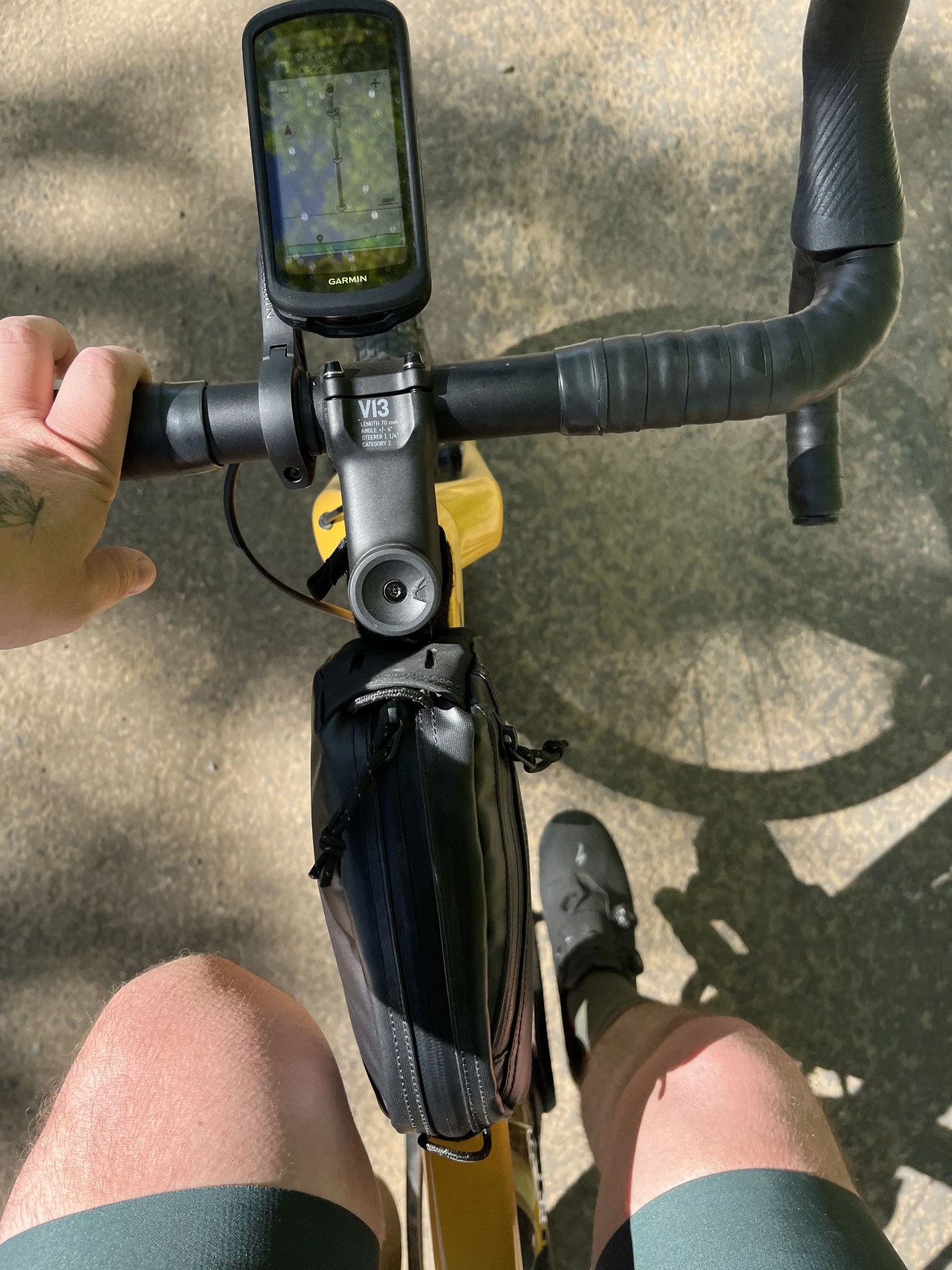 looking down at a bike cockpit