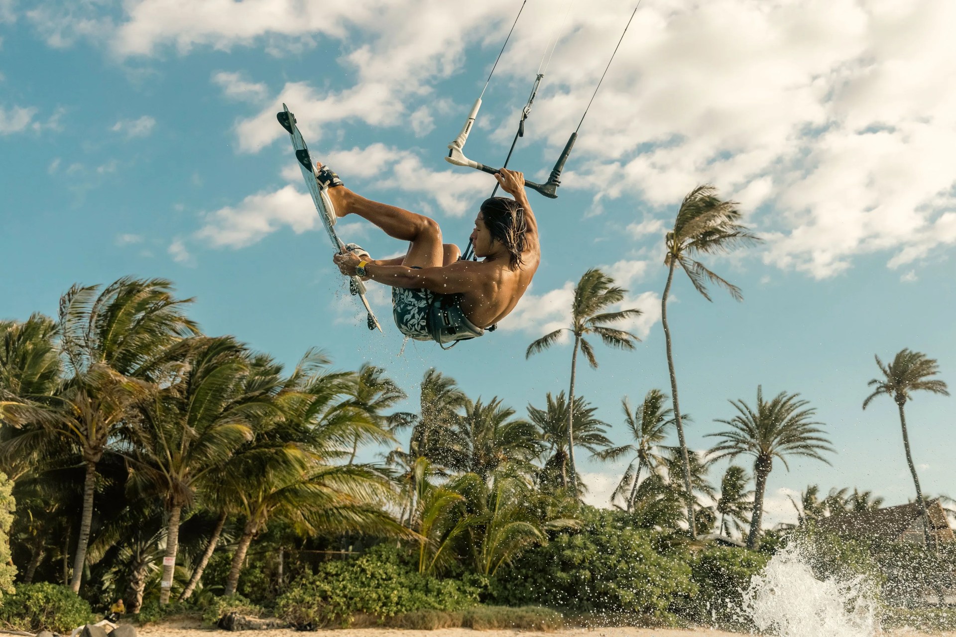 man parasail surfing wearing luminox watch