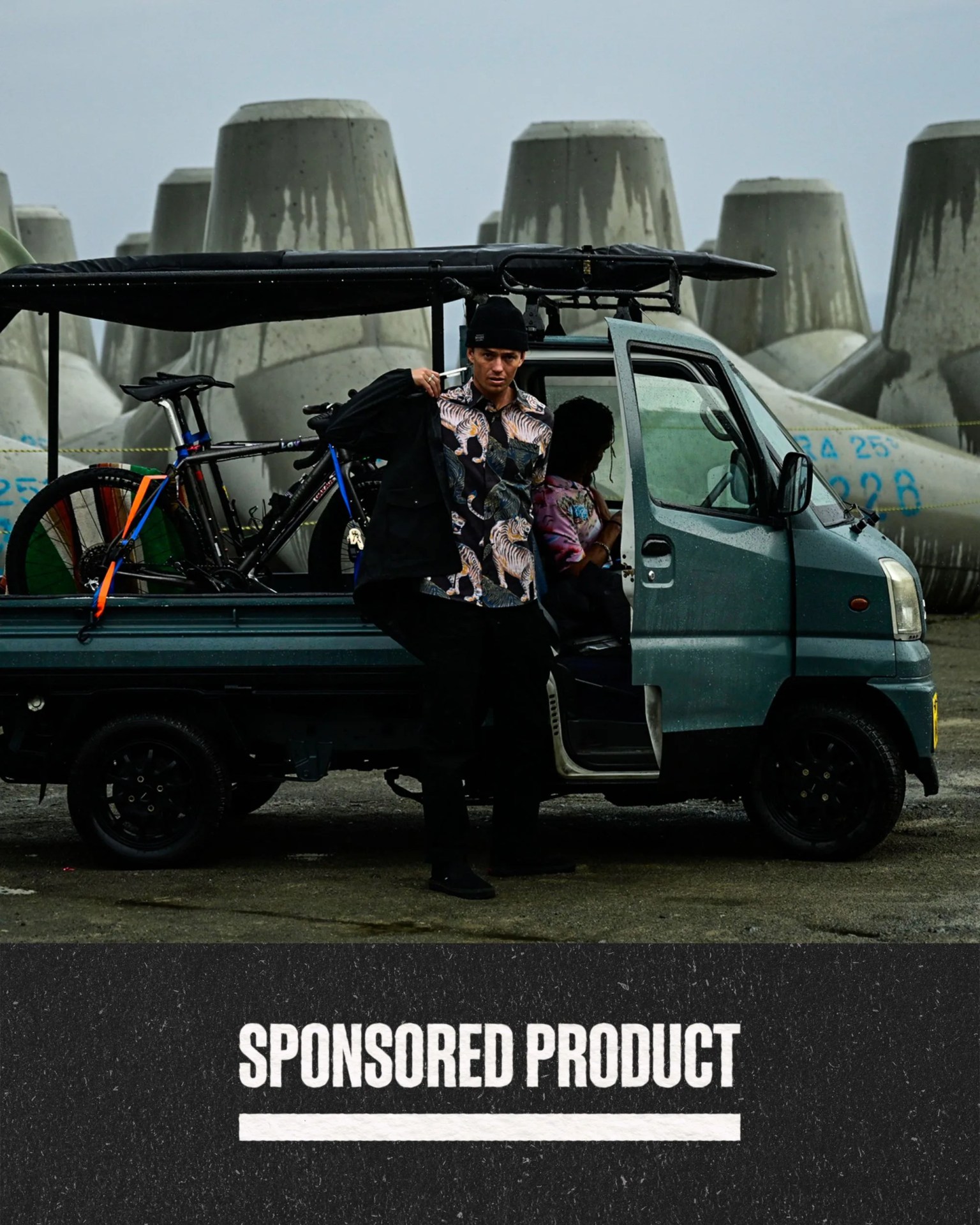 sponsored product man wearing roark japanese inspired clothing