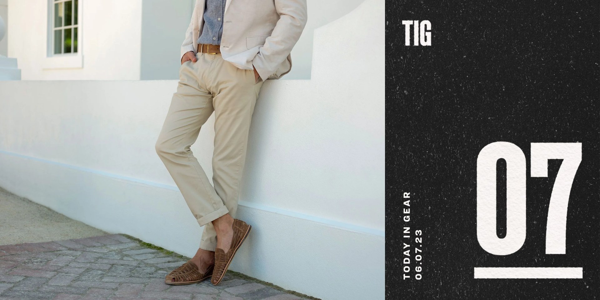 today in gear june 7 2023 man wearing nisolo huarache sandal