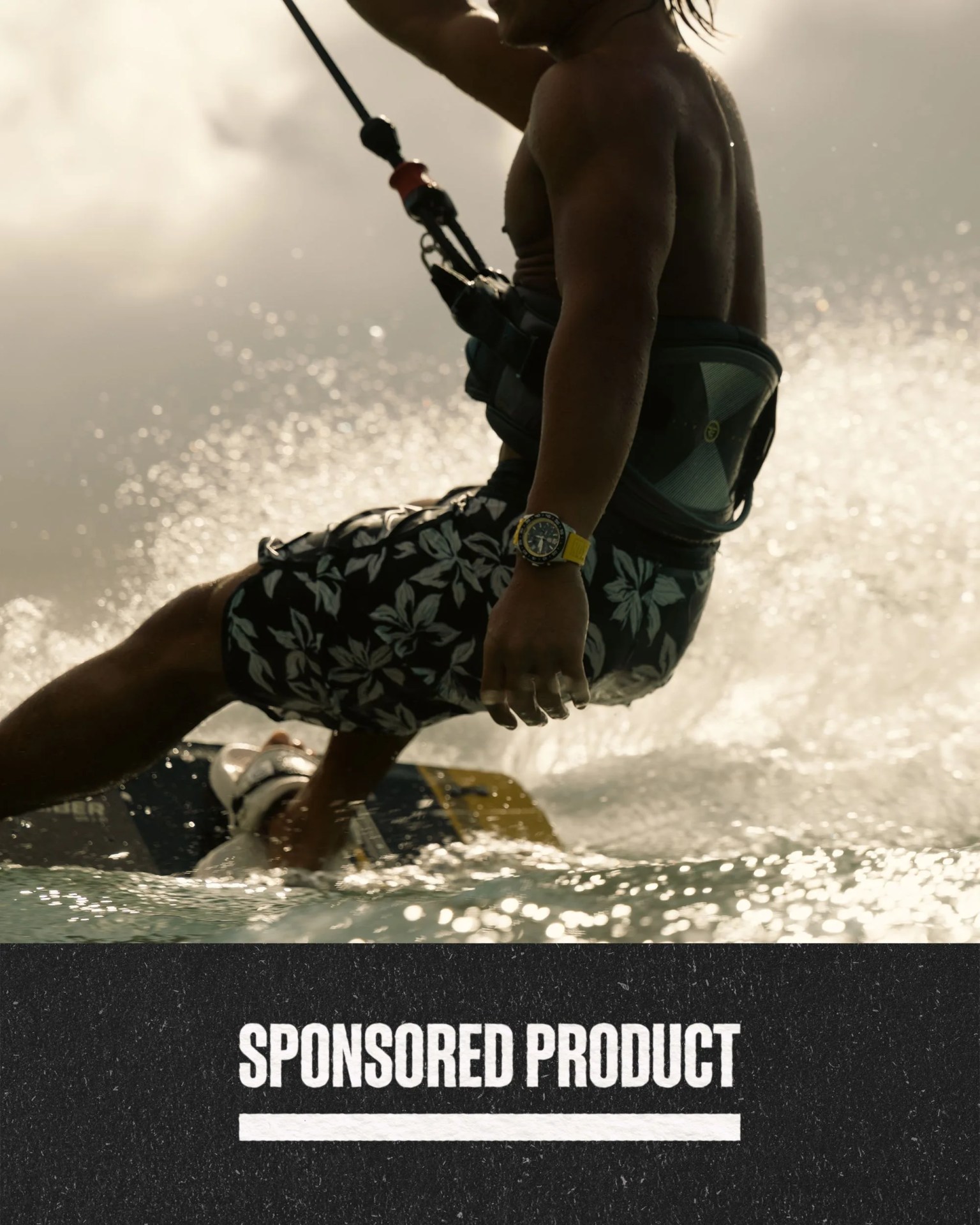 sponsored product man parasail surfing wearing luminox watch