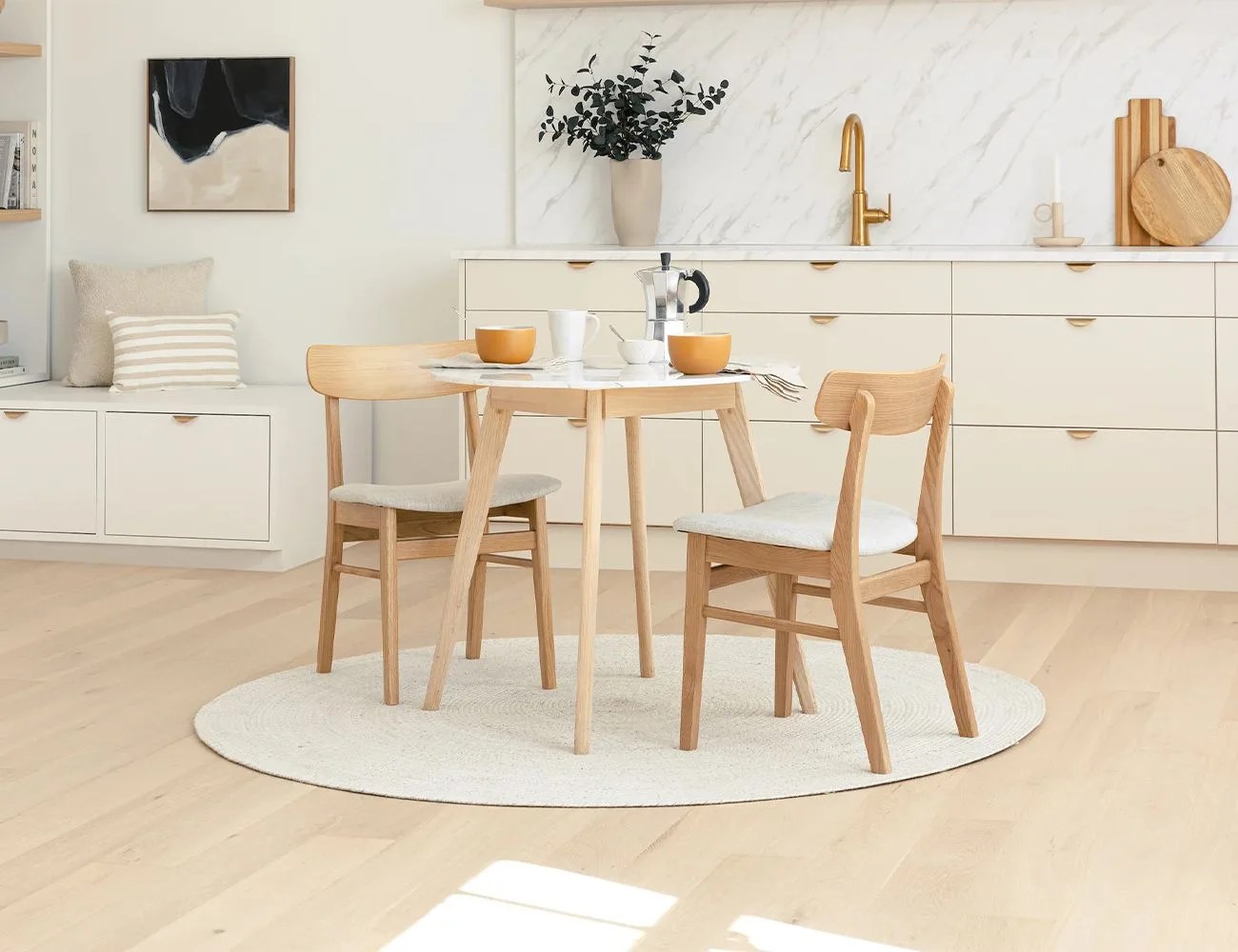 a wooden dining table