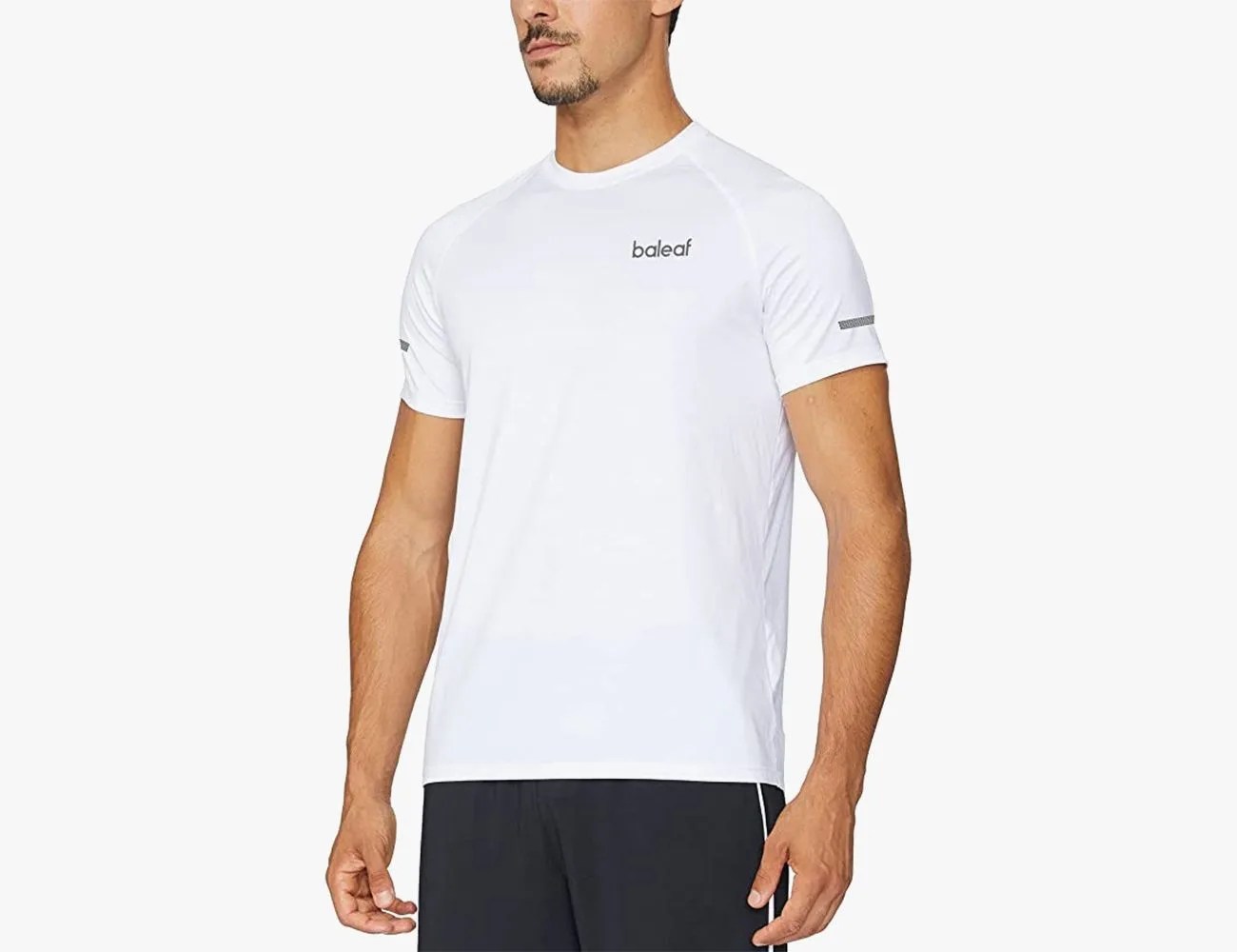 BALEAF Men's Running Shirts Workout Short Sleeve Athletic Gym T-Shirt Quick Dry White S