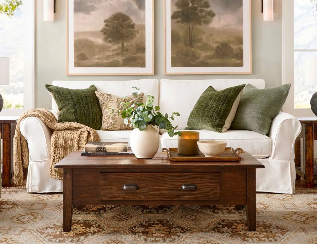 Pottery Barn furniture sofa couch ottoman table