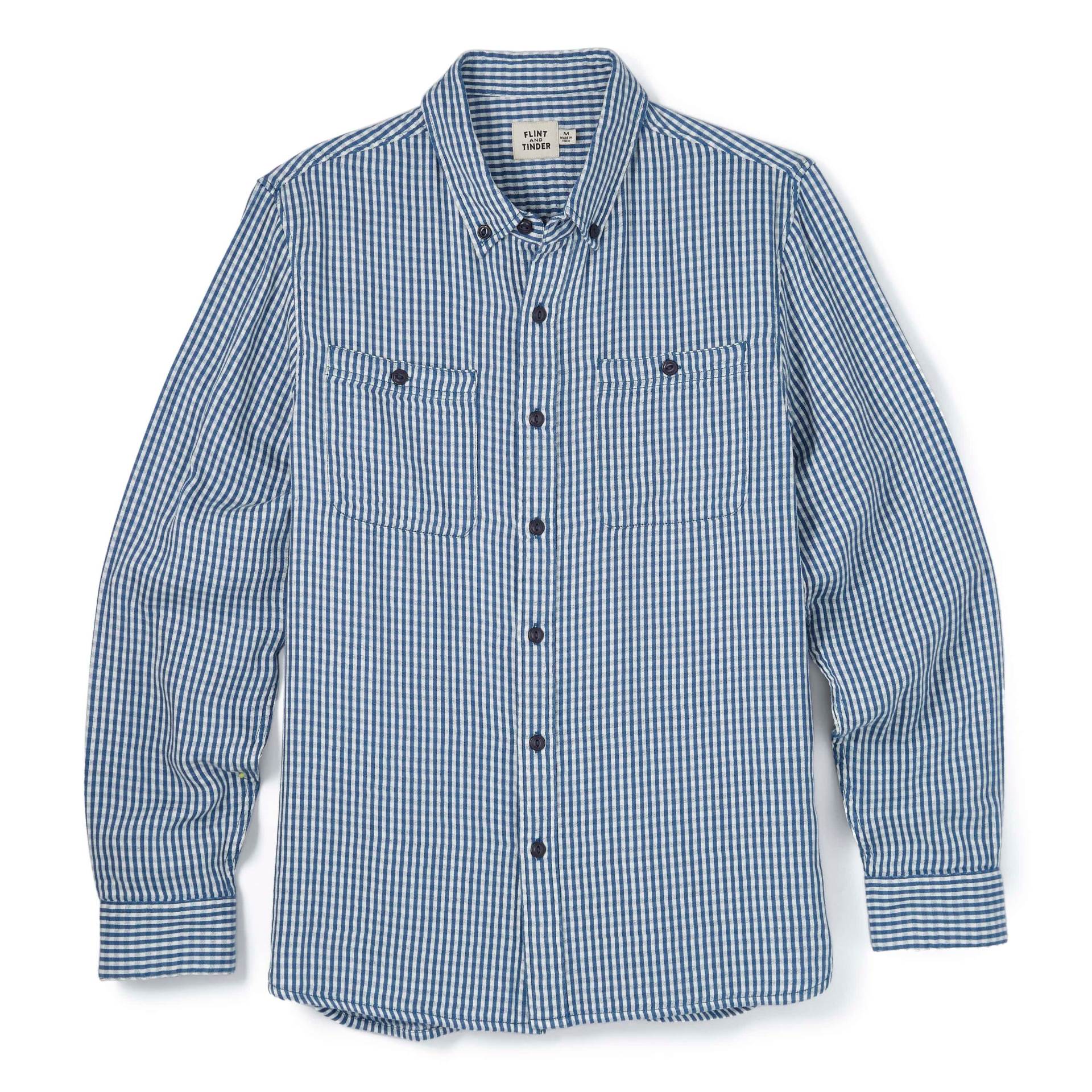 Double Gauze Shirt in Blue Check