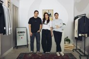 the 3 founders of bandit running standing in the store front