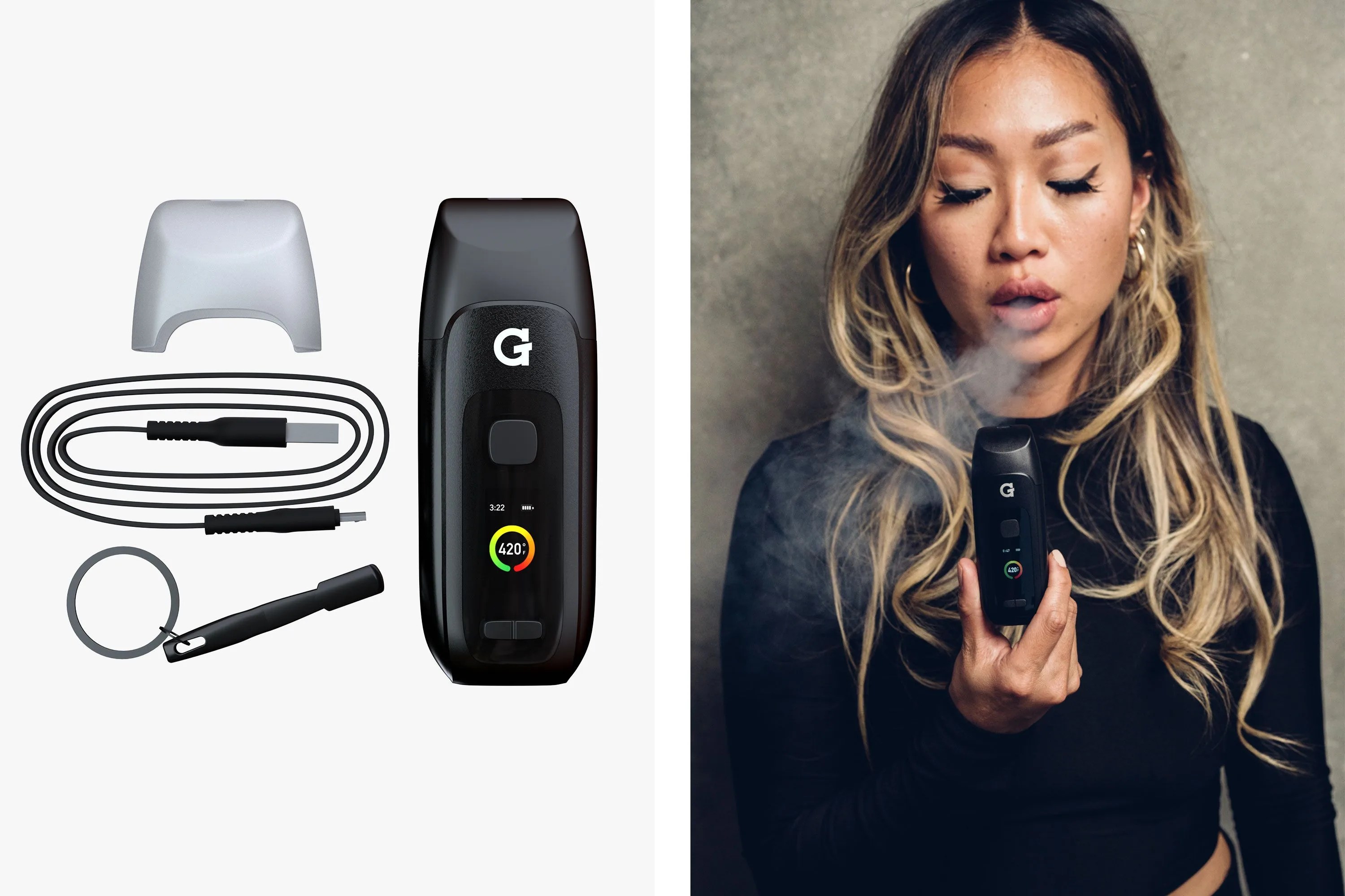 woman vaping using g pen