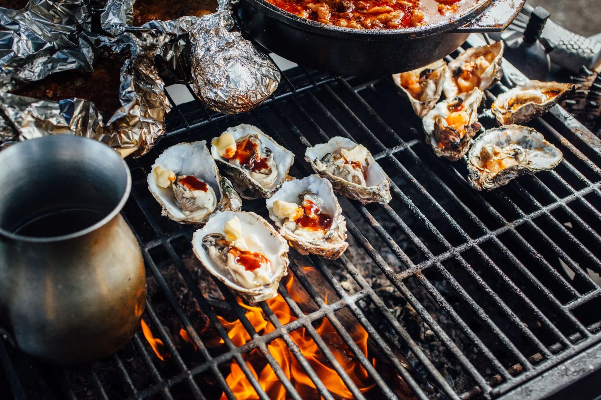 oysters on the grill in baja california