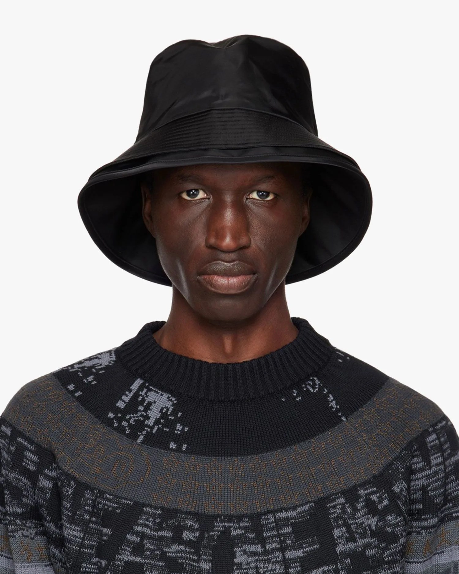 sacai black double brim bucket hat