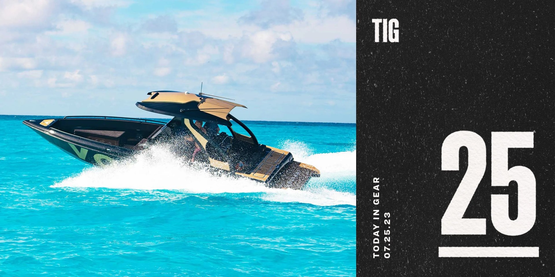 today in gear july 25 2023 man driving voltari marine electric boat in ocean