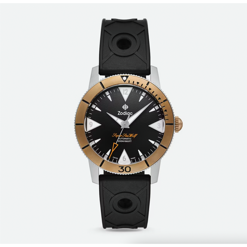 huckberry x zodiac bronze super sea wolf dive watch in blackbronze