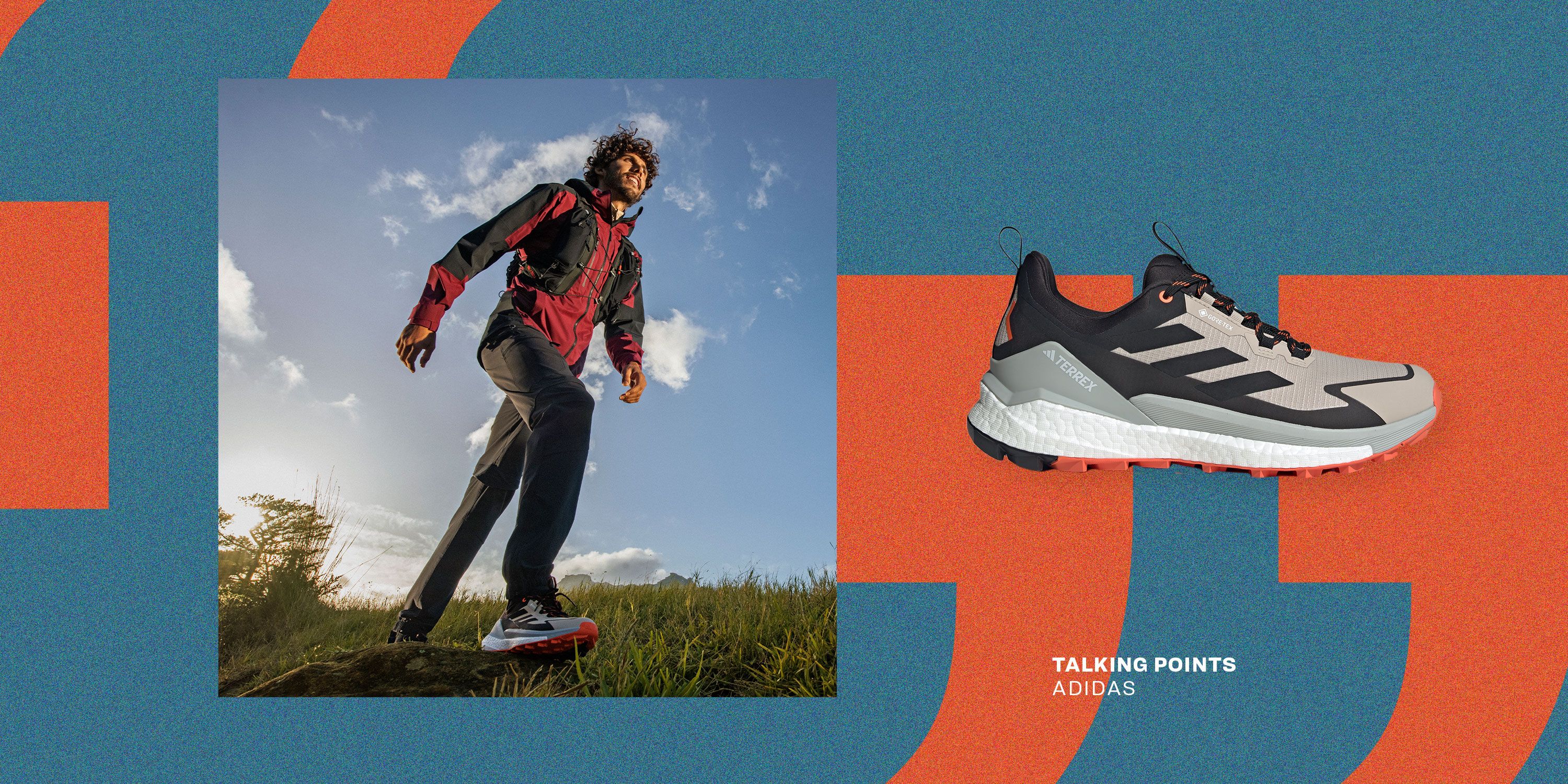 talking points man wearing adidas free hiker shoes