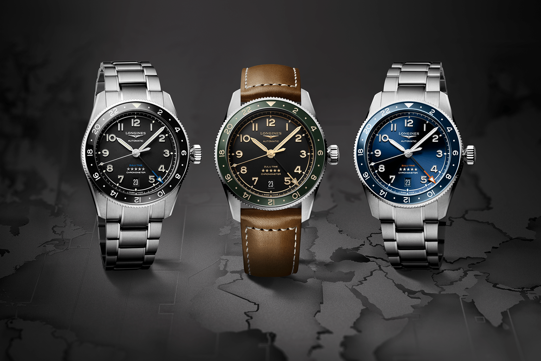 man wearing longines spirit zulu time watch