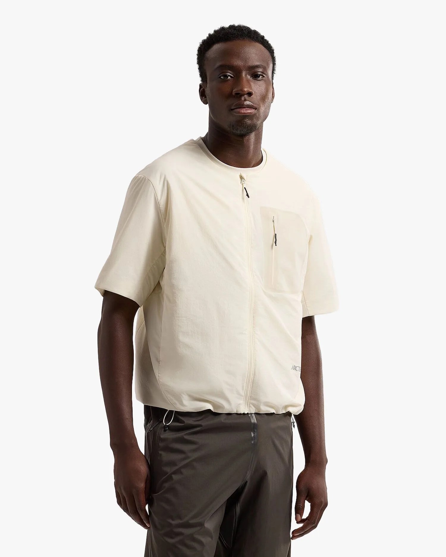 man wearing arc'teryx insulated shirt ss