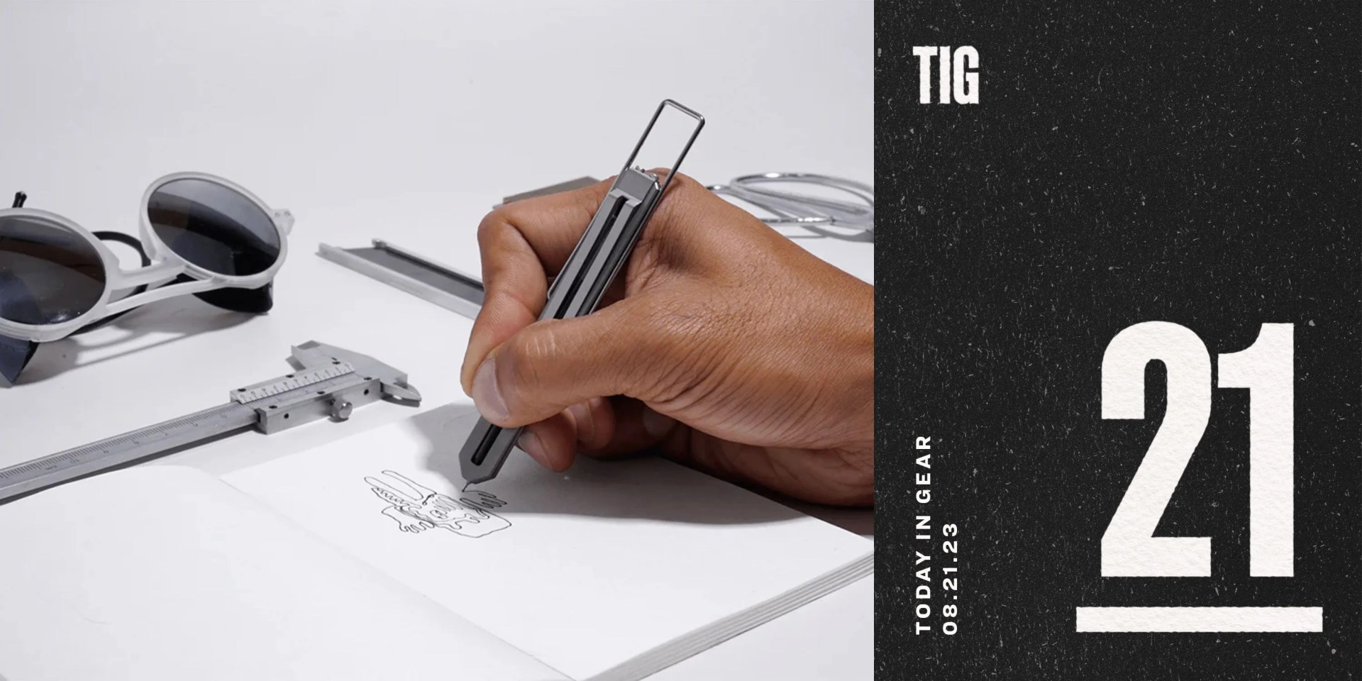 today in gear august 21 2023 hand drawing on notepad with cw and t pen type c