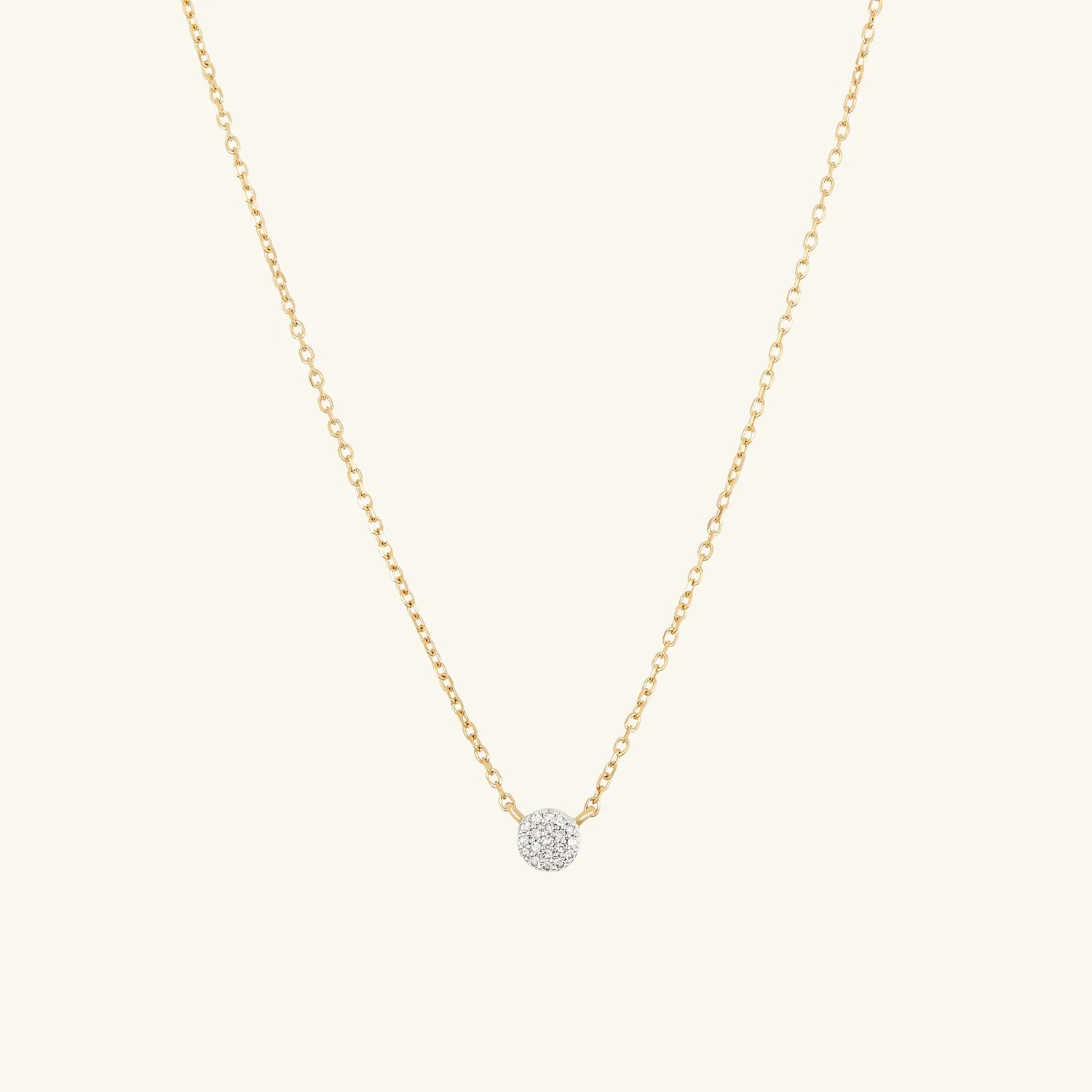 pave diamond round necklace