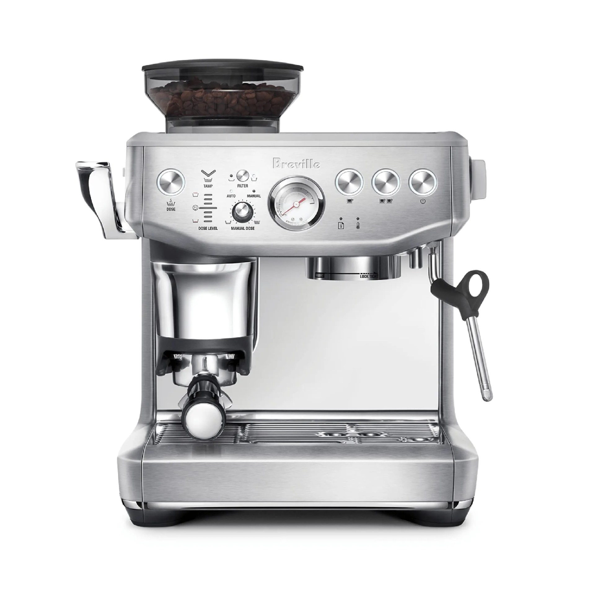 Breville Barista Express&reg; Impress Espresso Machine, 2 Liters, Brushed Stainless Steel, BES876BSS