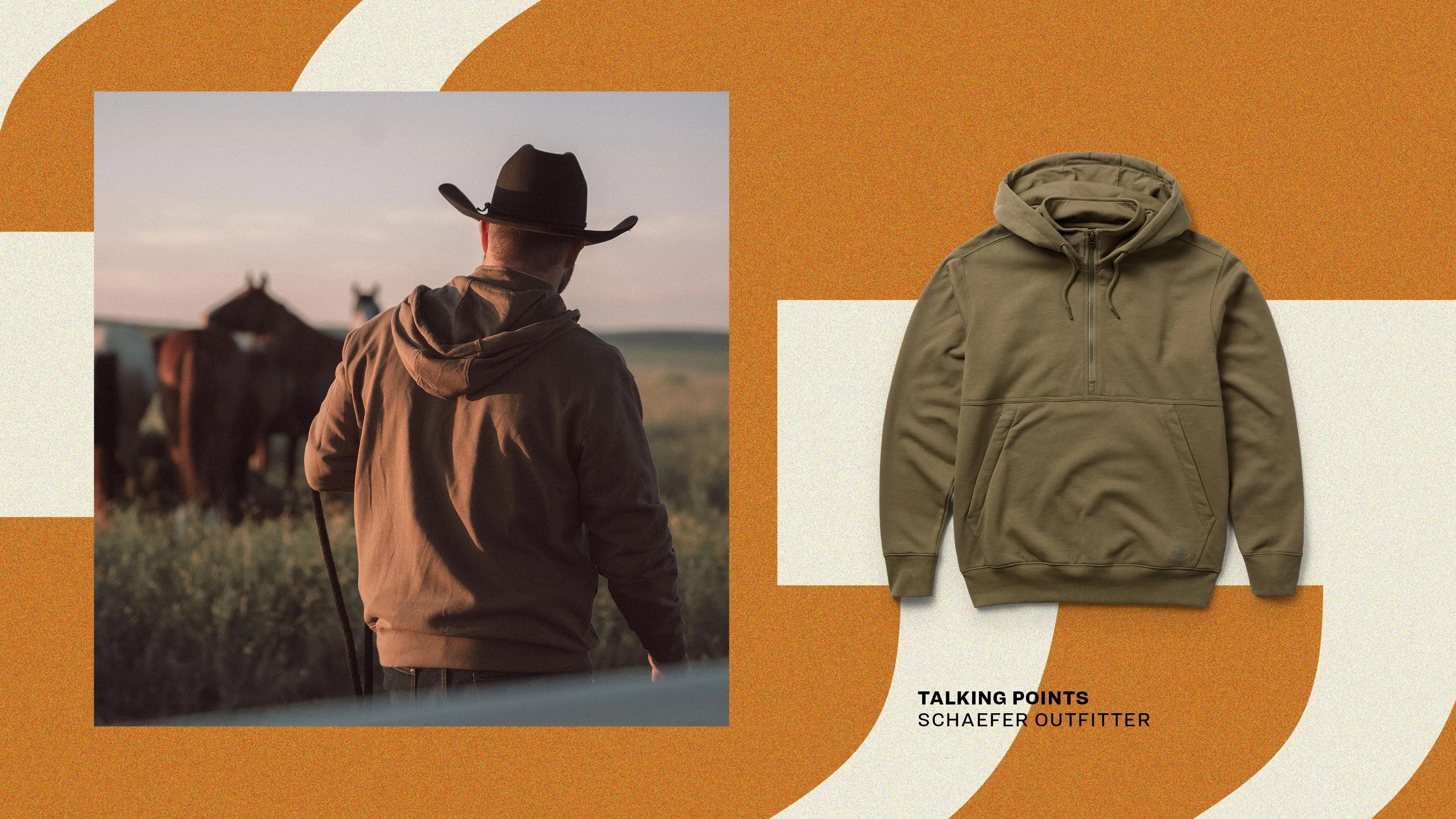 Talking Points Schaefer Outfitter man wearing storm hoodie