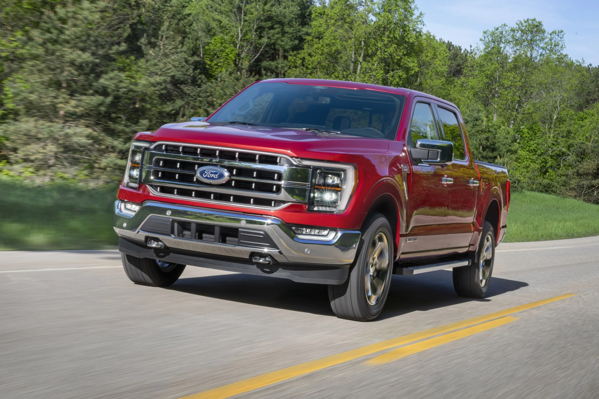 all new f 150 lariat in rapid red metallic tinted clearcoat