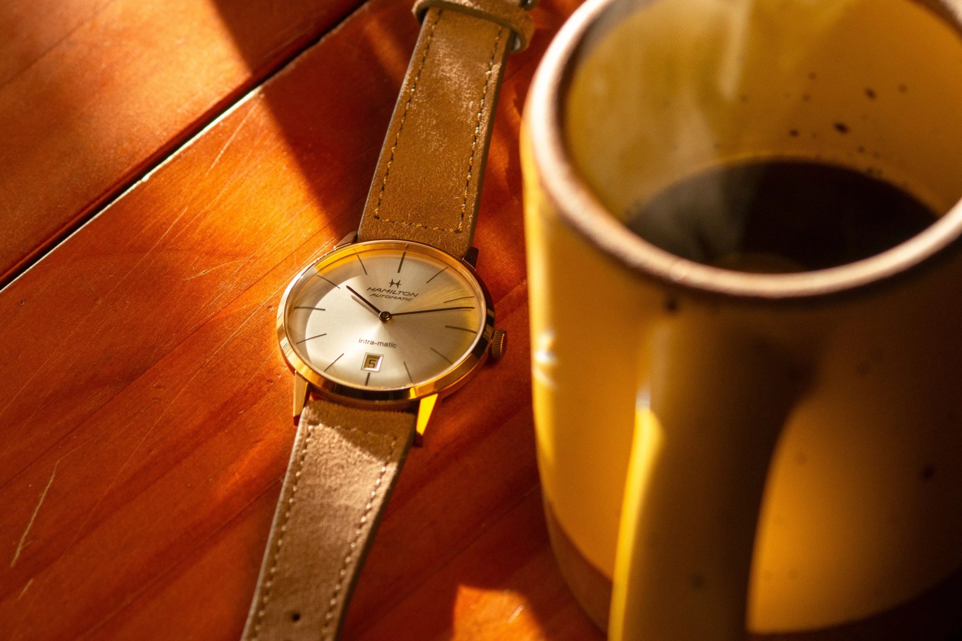 hamilton dress watch on leather strap