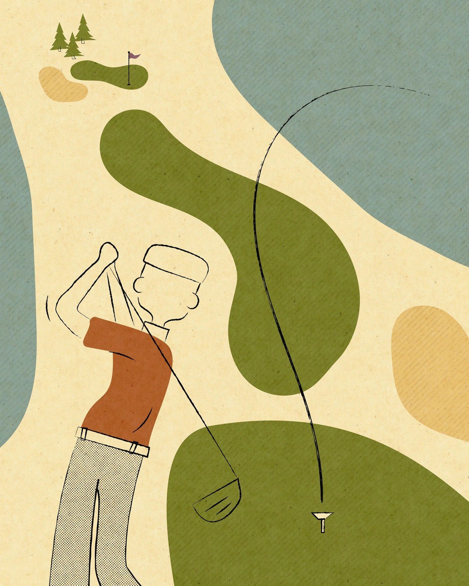 performance golf man slicing a golf ball with his club