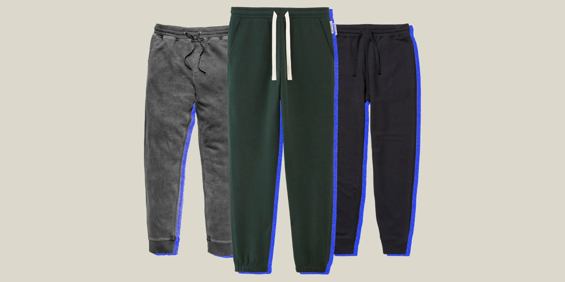 collage of three pairs of sweatpants
