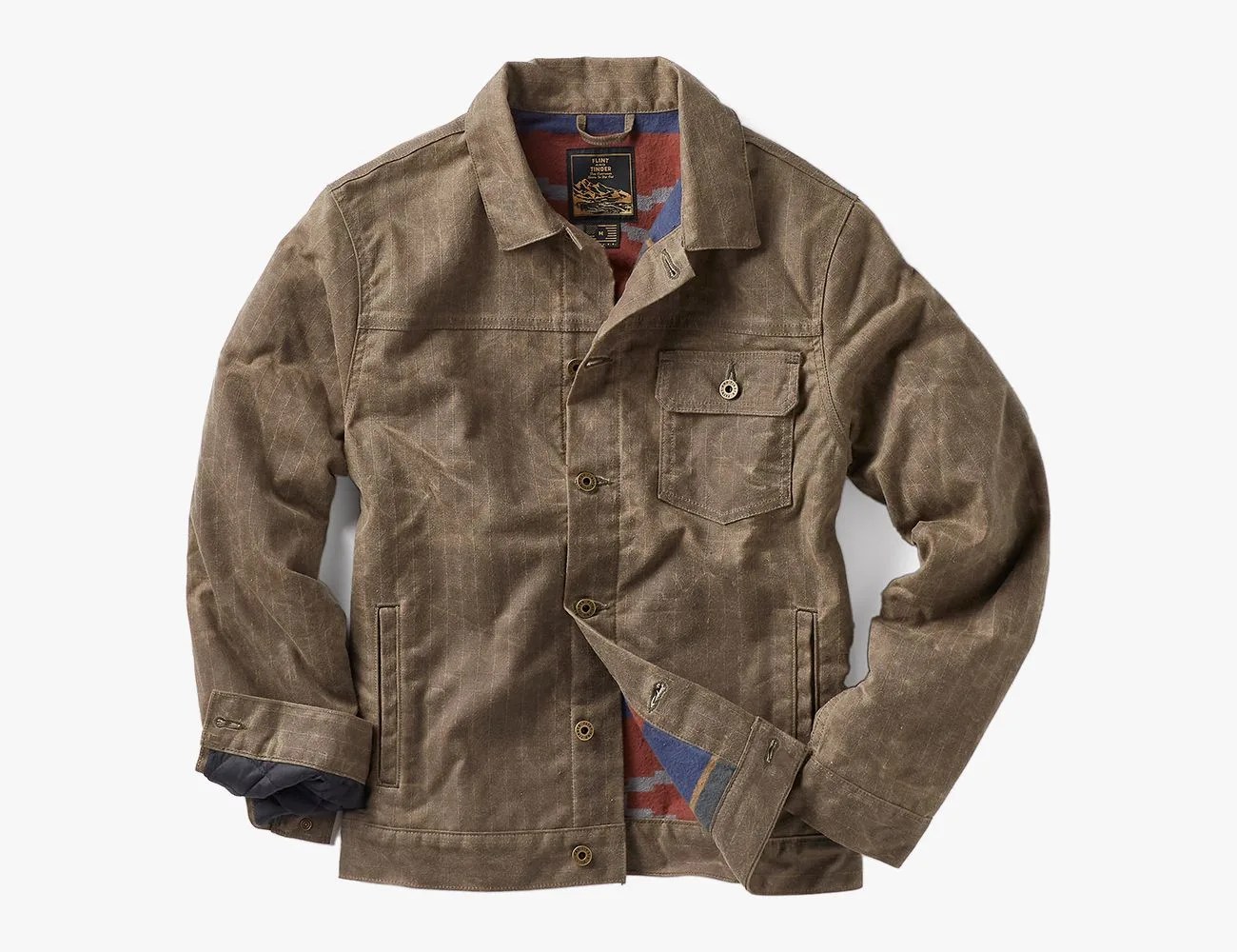 flint and tinder flannel lined waxed ripstop trucker jacket