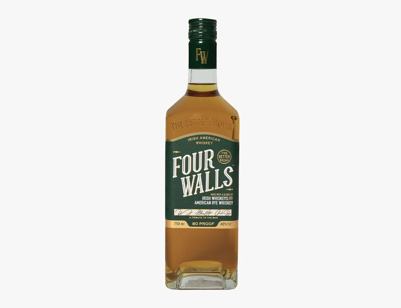 a bottle of four walls whiskey