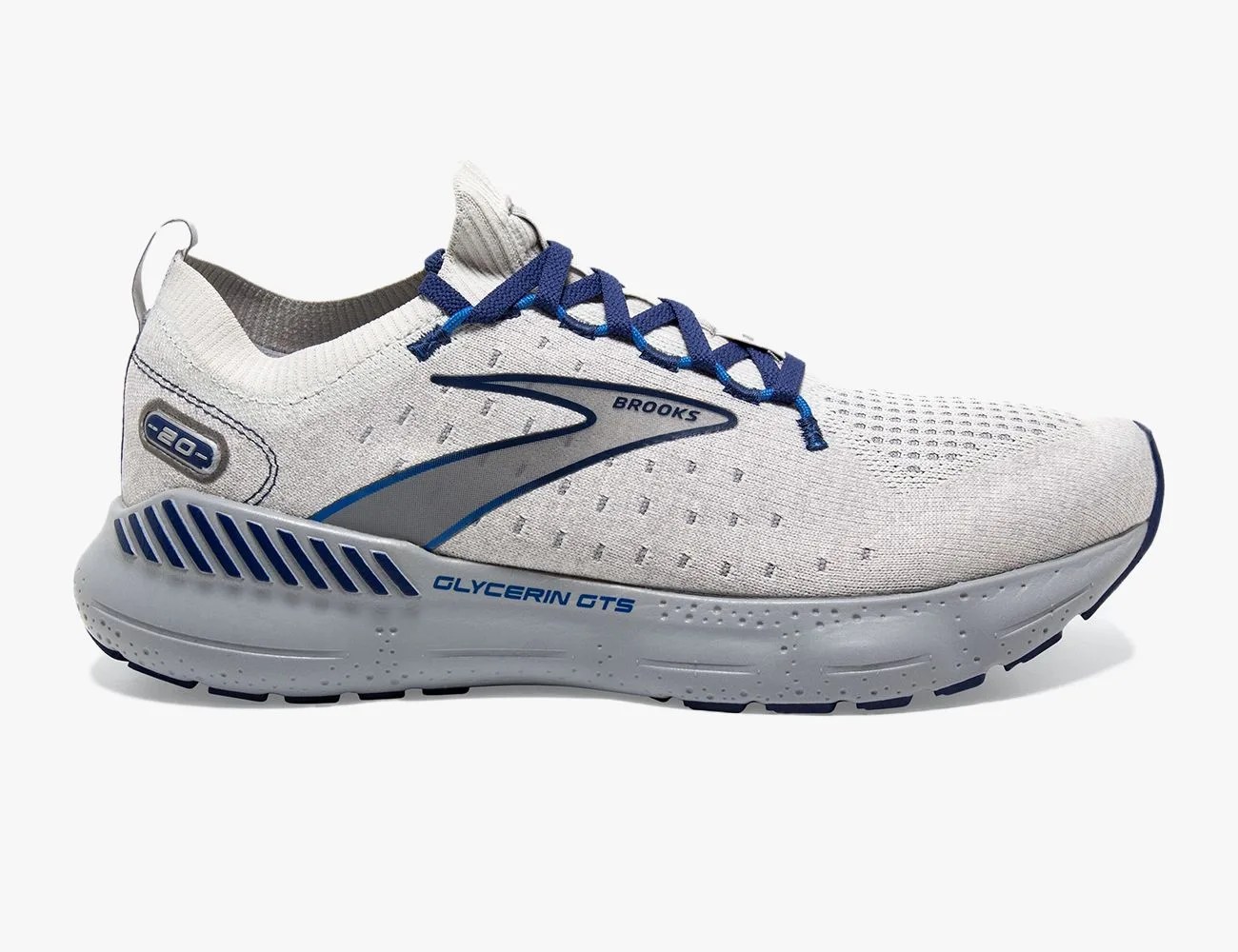 a white and blue shoe