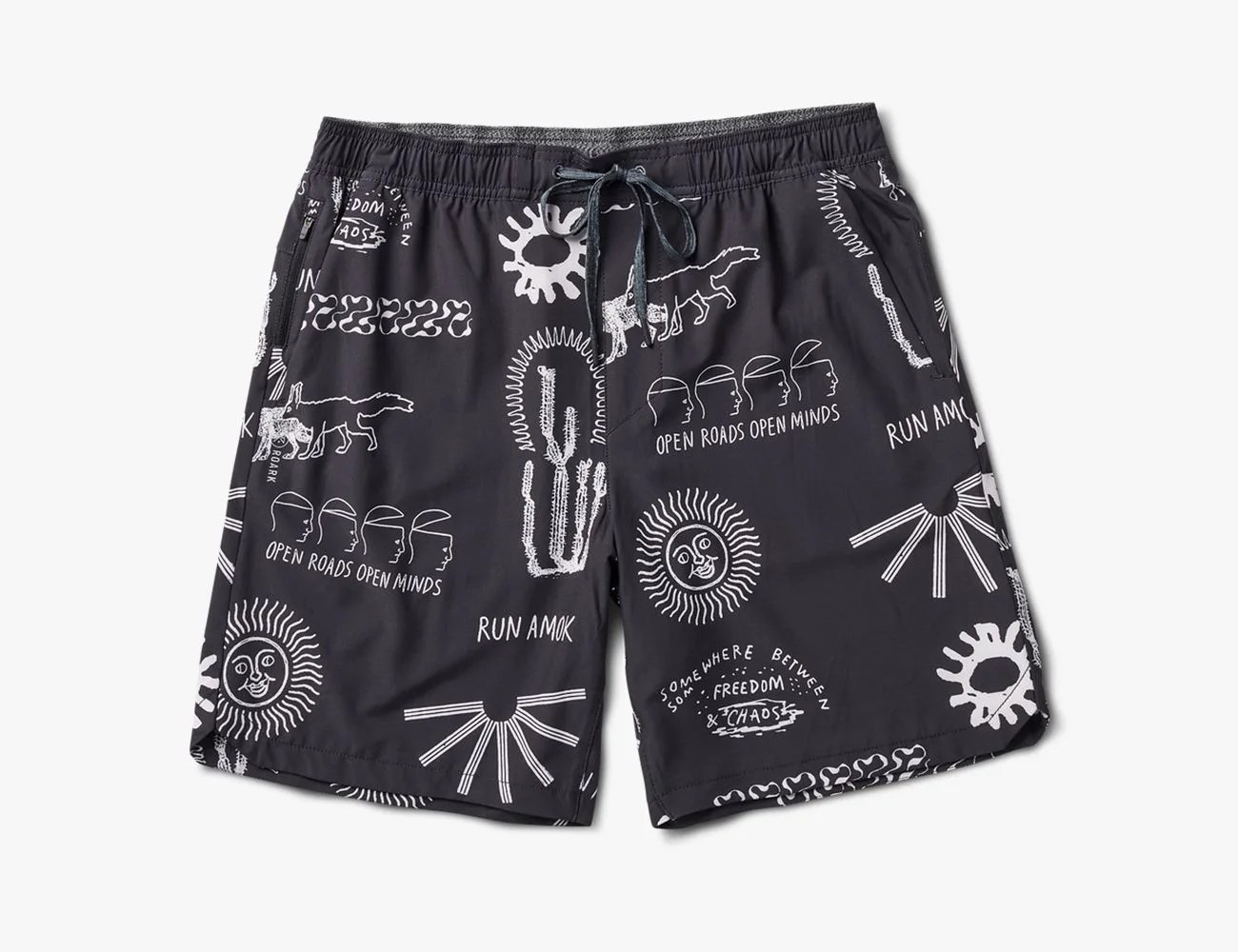 a pair of black and white shorts